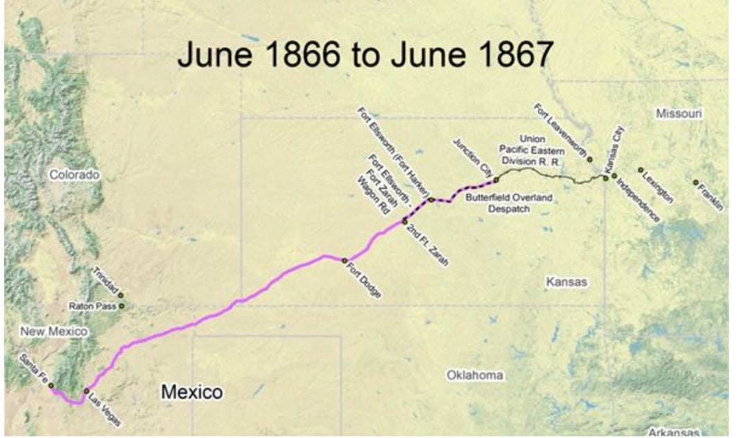 The Santa Fe Trail in 1866.